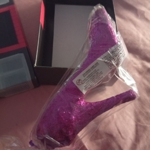 Purple Glitter Shoe Candle new