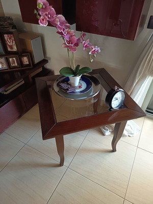 Coffee tables set with wood and glass, like new, Italy