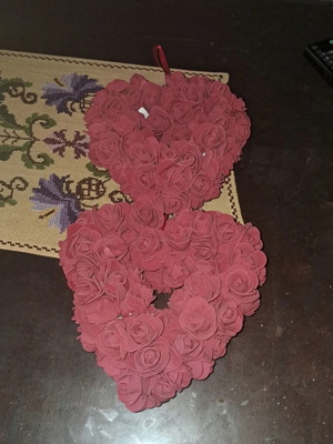 Two decorative hearts made of artificial flowers like new, scented