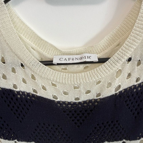CafèNoir crochet blouse like new, size XL, white and blue