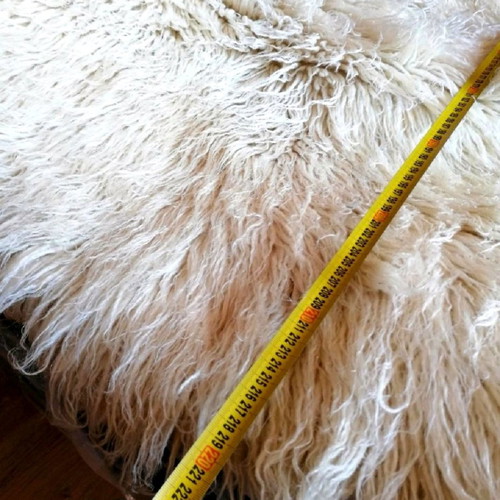 Handmade white flokati rug used, size 1.80x2.20