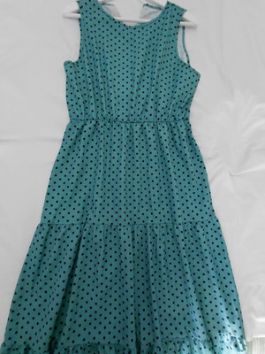 Maxi dress mint with small black polka dots