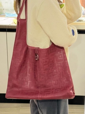 KEM red frained leather tote shoulder bag new