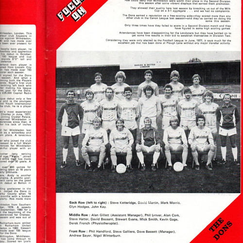 Forest vs Wimbleton 1985 Cup Match Programme new