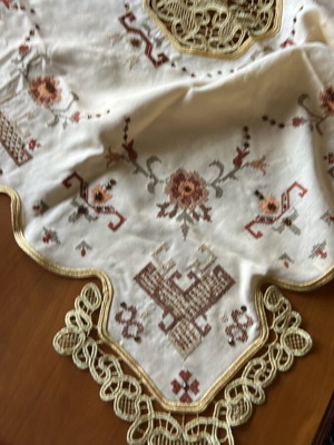 Table linen set new, includes 90x90 cm square and 1.75x0.41 m runner