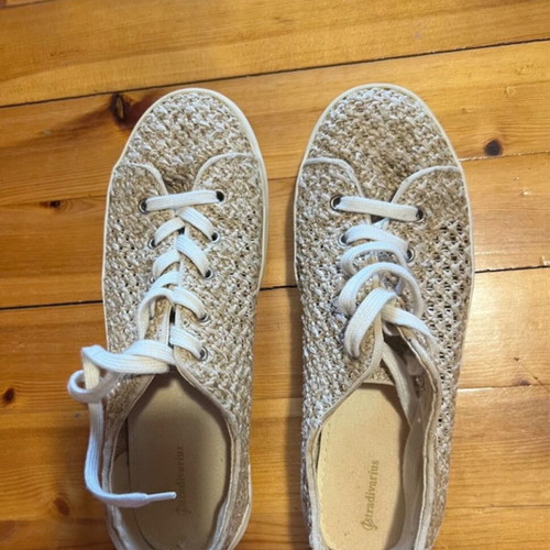 Stradivarius double-layer straw sneakers like new, beige, size 38