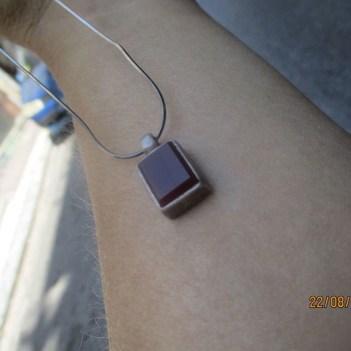 Silver necklace with carnelian pendant, 40 cm
