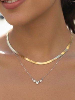 Layering κολιέ combo με χρυσή αλυσίδα και κολιέ από ασήμι καινούργιο