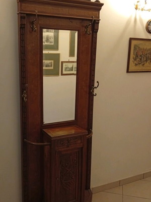 Antique French Hall Tree Coat Rack used with mirror