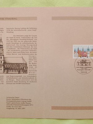 German 1997 stamp with Bonn first day cover cancellation