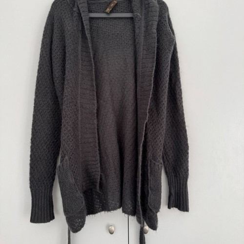 Zara knitted cardigan grey like new with hood and belt