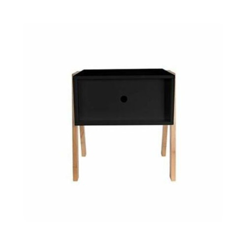 Wooden nightstands with drawer, Scandinavian style, black