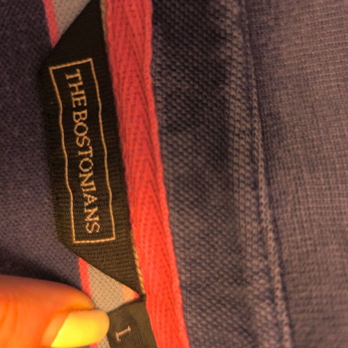The Bostonians Polo Piqué Striped Shirt like new, pink and blue, size L