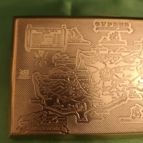 Benlow Weightless Vintage Cigarette Case with Cyprus Map, Like New