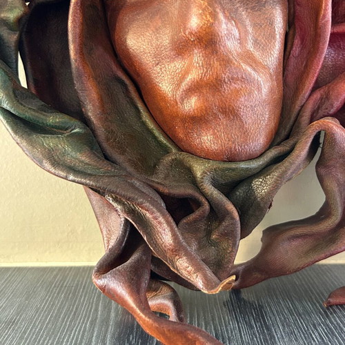 Handmade leather mask wall decor