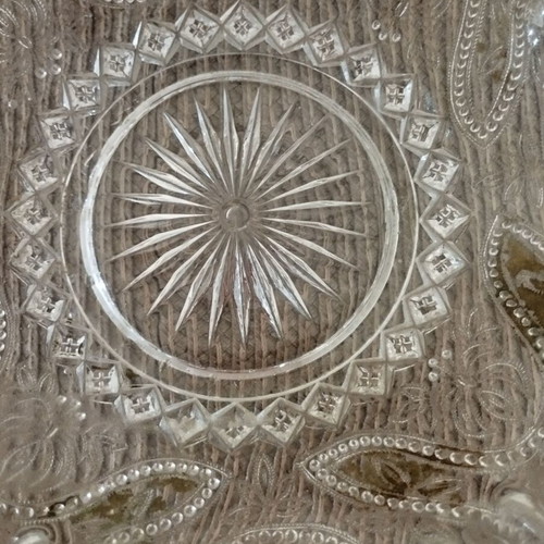 Fondant dish used, 1950s glass with embossed design