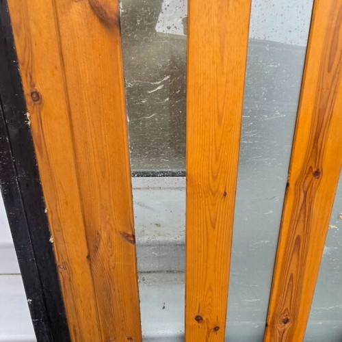 Sliding door like new with wood, glass, and metal