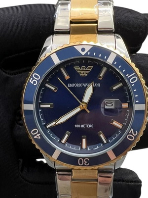 Emporio Armani automatic wristwatch gold blue new