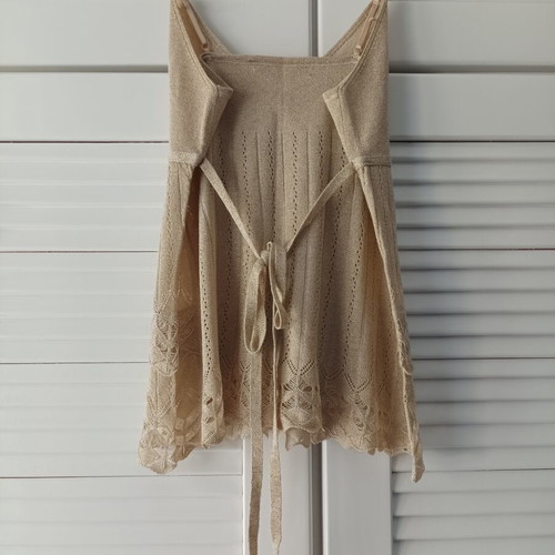 Stradivarius gold knitted top with straps and back tie