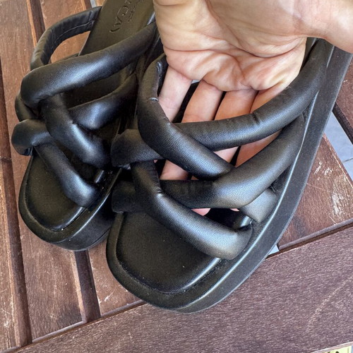 Sante platform mules size 38 like new, black eco leather