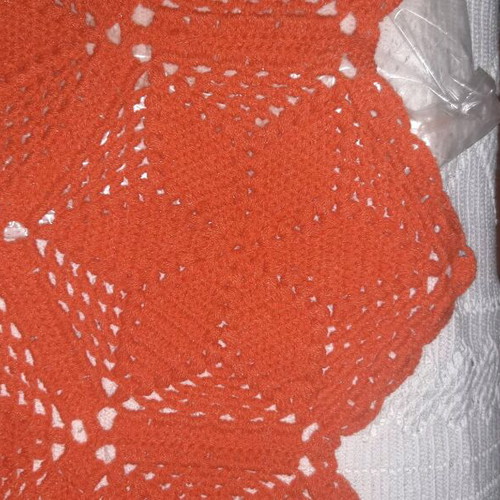 Handmade knitted vintage blanket from wool and polyester new