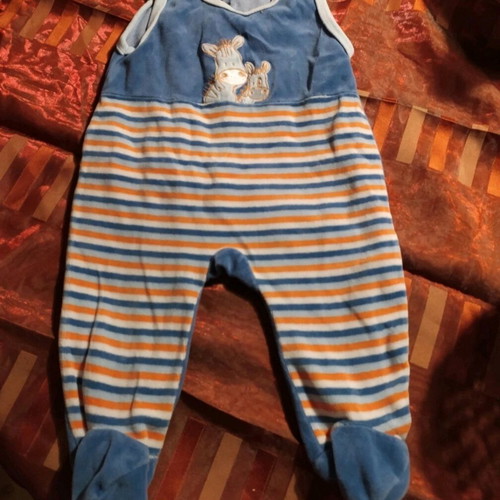 Baby onesie used 6-9 months 68 cm striped with embroidered donkeys