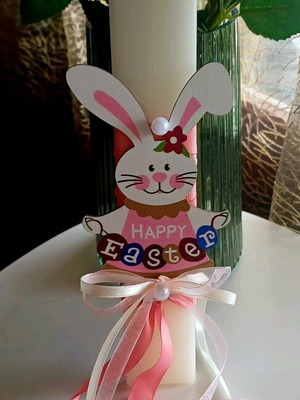 Easter candle new with wooden decorative bunny