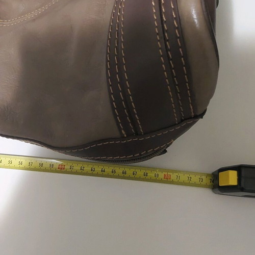 Shoulder bag like new, leather with leatherette details, beige and brown