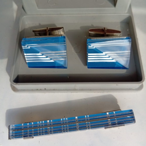 Cufflinks and tie clip set in original USSR box