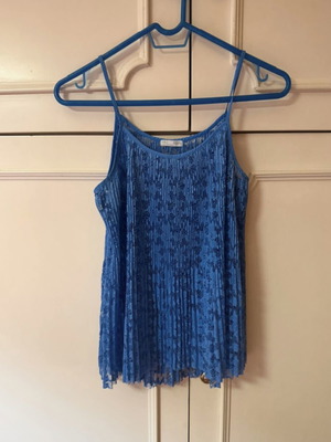 Zara lace top with pleated details, like new, royal blue