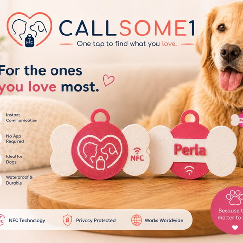 Personalized NFC Dog ID Tag 3D Printed