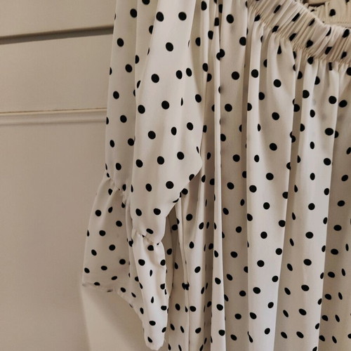 Honey polka dot blouse dress like new, sizes Small to 4XL, black-white
