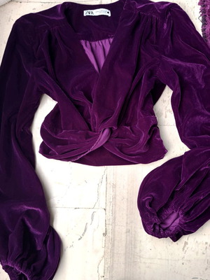 Zara velvet top like new, purple, size XS
