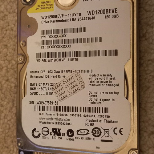 IDE 2.5' WD Scorpio 120GB hard drive used, very old and rare
