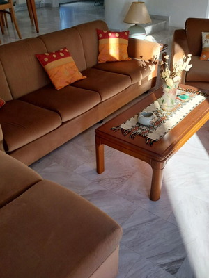 Classic living room set, 8 pieces, brown velvet