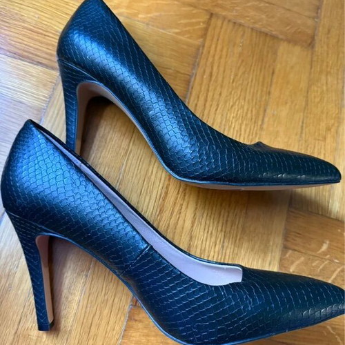 Exe leather high heels black snake pattern size 39 like new