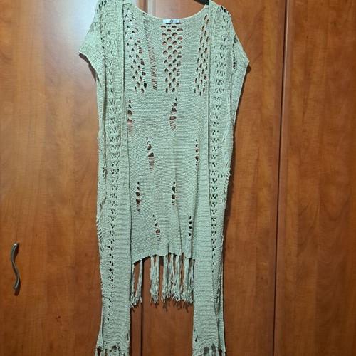Knitted beach caftan beige, like new, boho style