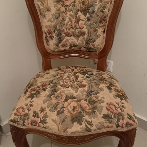Louis XV vintage neoclassical furniture set like new, carved wood upholstery