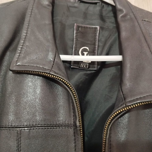 Leather jacket XXL used, black, Turkish made