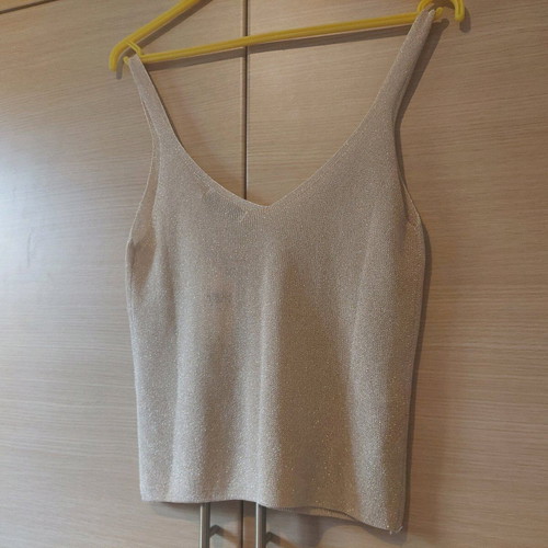 MNG Gold Knit Crop Top Size Small New