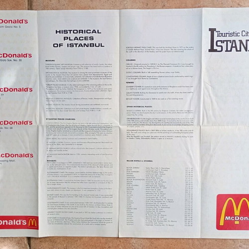 McDonald's map used, vintage collectible, Istanbul store locations 90s