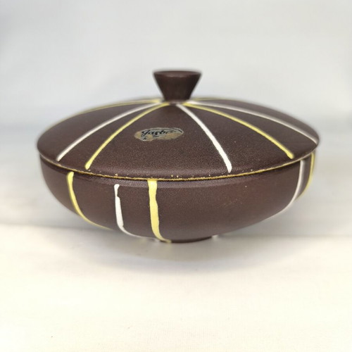 Vintage ceramic bowl with lid Jasba, like new, 1960s design