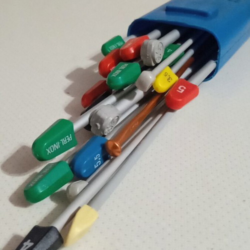 Knitting needles used, set of 21 pieces