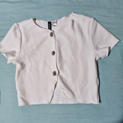 White crop top with silver buttons H&M like new