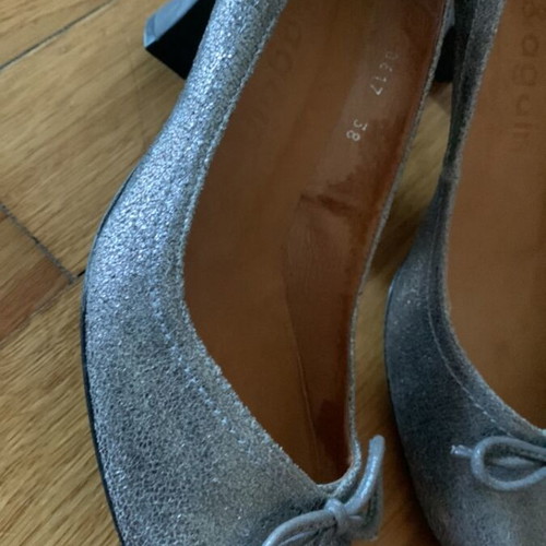 Ballerina shoes gray like new, leather, size 38