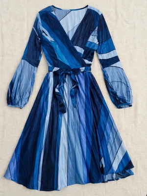 Zara blue satin midi wrap dress like new, size M