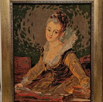 Large handmade embroidered textile painting used in luxury frame 64x81cm