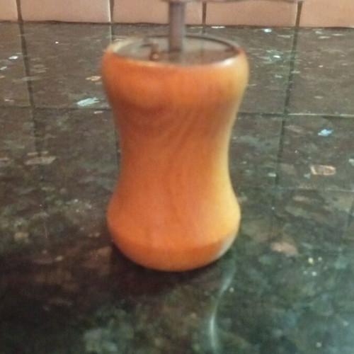 Pepper mill vintage 1950, used, beech wood hourglass shape
