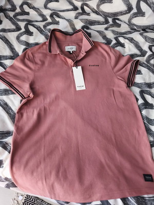 Firetrap men's polo shirt new, pink, size L, made in England