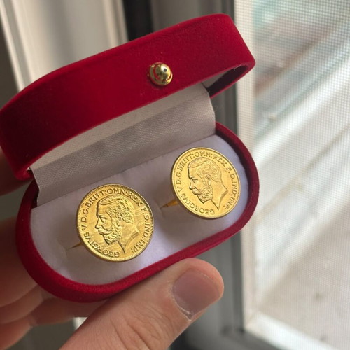 Cufflinks with Lyres new, gold-plated 22k